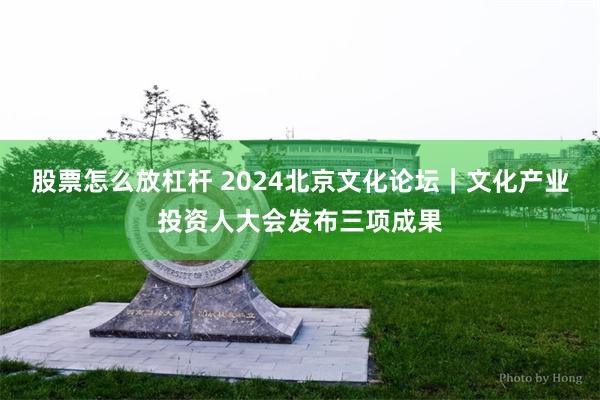 股票怎么放杠杆 2024北京文化论坛｜文化产业投资人大会发布三项成果